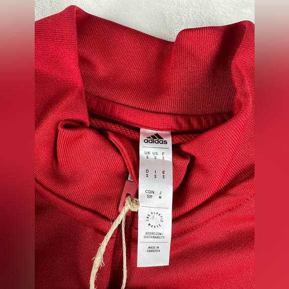 Adidas Activewear Top Mens Small Red 1/4 Zip High Neck Long Sleeve - Picture 8 of 9